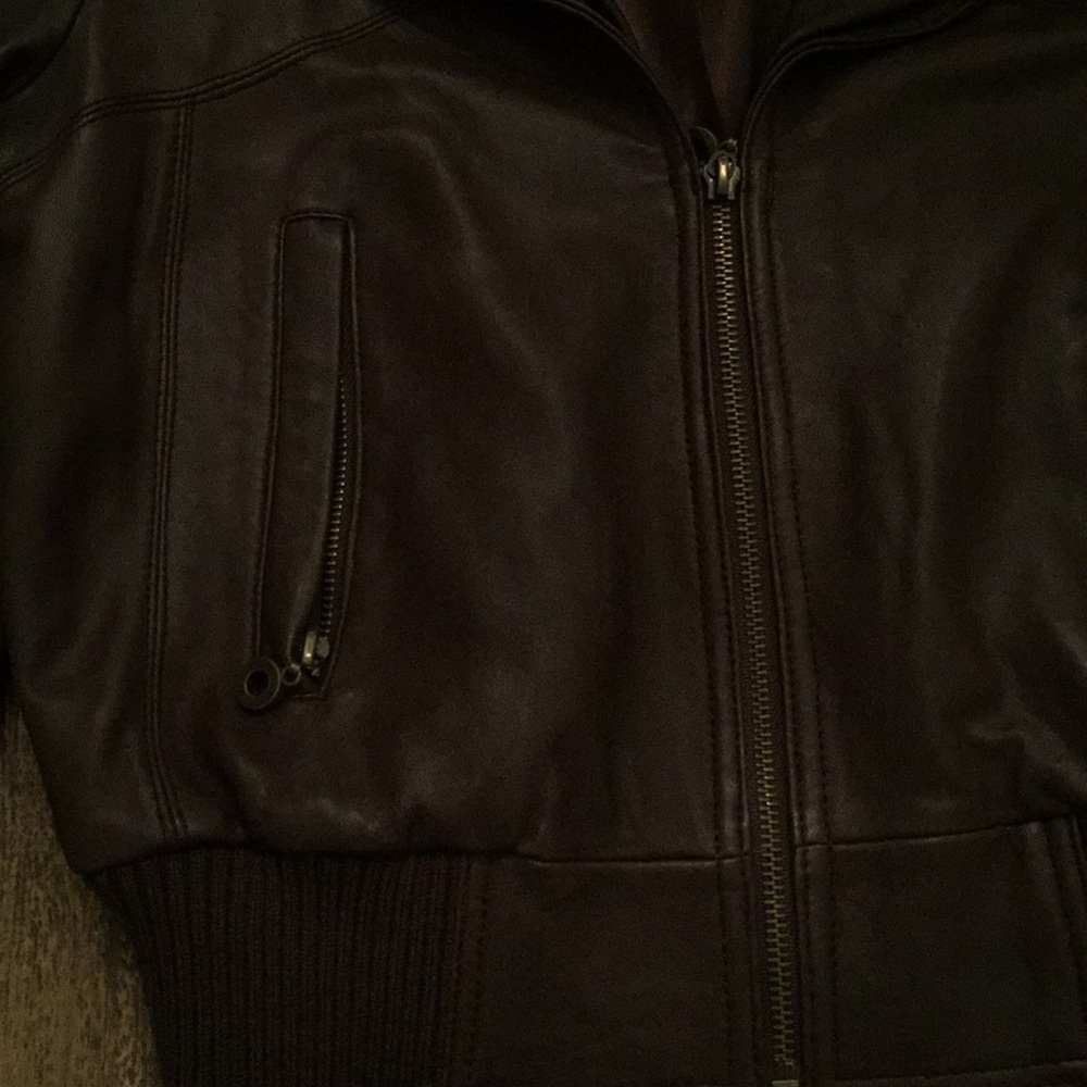 Vintage cropped brown leather jacket, small - Picture 2 of 3